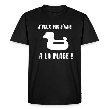 J’peux pas j’vais à la plage - T-shirt Premium bio Homme - noir - Devant - Nico (187cm)