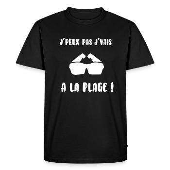 J’peux pas j’vais à la plage - T-shirt Premium bio Homme - noir - Devant - Nico (187cm)