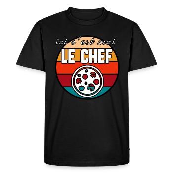 c’est moi le chef - T-shirt Premium bio Homme - noir - Devant - Nico (187cm)
