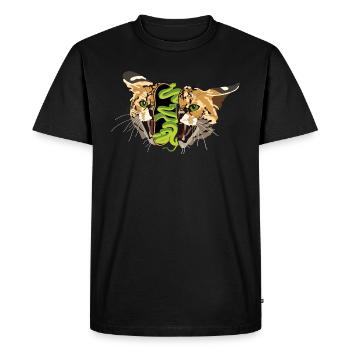 Tête de chat sauvage surréaliste remplie de serpents - T-shirt Premium bio Homme - noir - Devant - Nico (187cm)