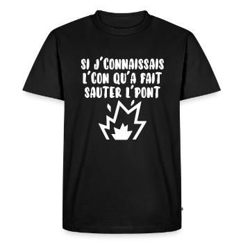 Si j’connaissais l’con… - T-shirt Premium bio Homme - noir - Devant - Nico (187cm)