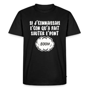 Si j’connais l’con… - T-shirt Premium bio Homme - noir - Devant - Nico (187cm)