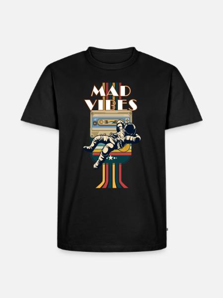 Cool Retro Vibes Astronaut - Men's Premium Organic T-Shirt - black