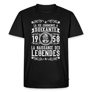 1958 60 60 ans Anniversaire cadeau Légendes - T-shirt Premium bio Homme - noir - Devant - Nico (187cm)