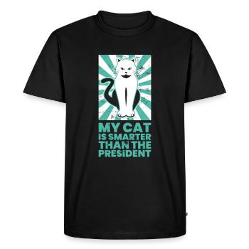 Chat politique drôle est plus intelligent que le président - T-shirt Premium bio Homme - noir - Devant - Nico (187cm)