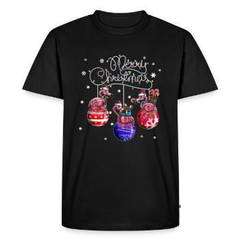 Merry Christmas Flamingo Christmas Ball Motif - Men's Premium Organic T-Shirt - black - Front - Nico (187cm)