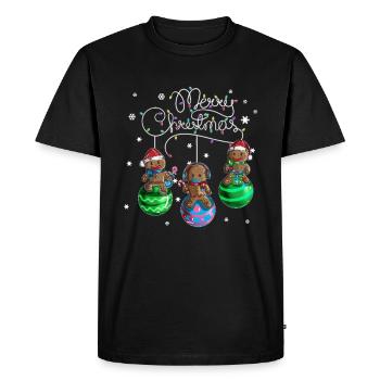 Merry Christmas Gingerbread Christmas Ball Motif - Men's Premium Organic T-Shirt - black - Front - Nico (187cm)