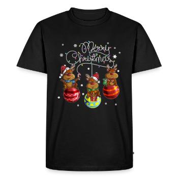 Merry Christmas Reindeer Christmas Ball Motif - Men's Premium Organic T-Shirt - black - Front - Nico (187cm)