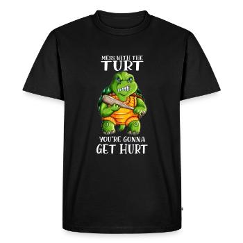 Jouez avec le Turt que vous allez blesser - T-shirt Premium bio Homme - noir - Devant - Nico (187cm)