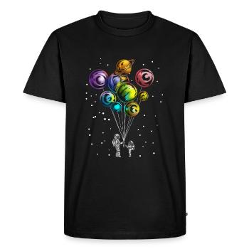 Astronauts Solar System Planet Universe Galaxy - Men's Premium Organic T-Shirt - black - Front - Nico (187cm)