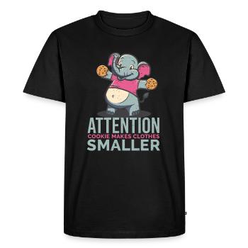Un éléphant avec un biscuit au chocolat sucré - T-shirt Premium bio Homme - noir - Devant - Nico (187cm)