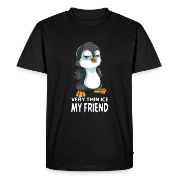 Very thin Ice my Friend Emperor Penguin Gift - Men's Premium Organic T-Shirt - black - Front - Nico (187cm)