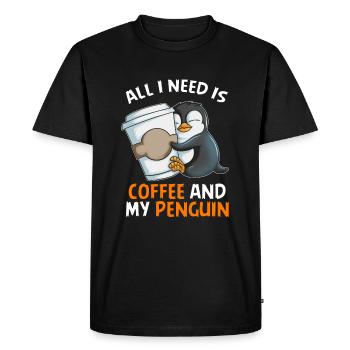 All i need is Coffe and my Penguin Emperor Penguin - Men's Premium Organic T-Shirt - black - Front - Nico (187cm)