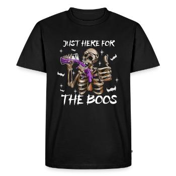 Funny Halloween skeleton drinking wine costume - Men's Premium Organic T-Shirt - black - Front - Nico (187cm)