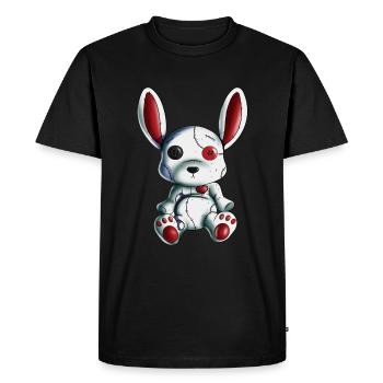 Rabbit Heart Halloween Effrayant Lapin Peluche Conception d’animaux - T-shirt Premium bio Homme - noir - Devant - Nico (187cm)