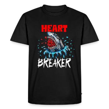 Shark Fish Valentine’s Day Heartbreaker Heartbreaker - T-shirt Premium bio Homme - noir - Devant - Nico (187cm)
