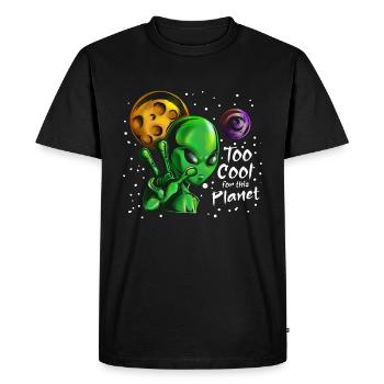 All Alien shows Peace saying to Cool for Planet - Men's Premium Organic T-Shirt - black - Front - Nico (187cm)