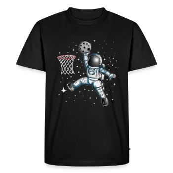 Un astronome de l’espace jouant au basket avec la lune - T-shirt Premium bio Homme - noir - Devant - Nico (187cm)
