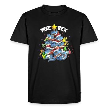 Arbre Rex Dinosaure Tyrannosaurus Rex Noël - T-shirt Premium bio Homme - noir - Devant - Nico (187cm)