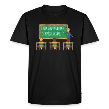 L’un de nous est plus intelligent que l’intelligence du don - T-shirt Premium bio Homme - noir - Devant - Nico (187cm)