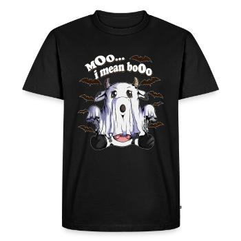 Funny Ghosts Ghost Cow Cows Halloween Kids - Men's Premium Organic T-Shirt - black - Front - Nico (187cm)