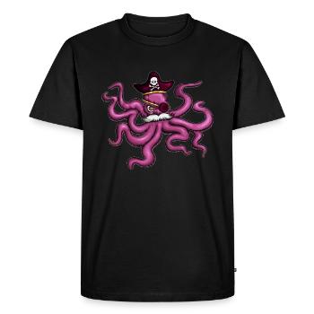 Octopus Pirate Pirate Hat Eye Patch Moustache - Men's Premium Organic T-Shirt - black - Front - Nico (187cm)
