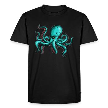 8 Armed Blue Octopus Squid Fan Lover - Men's Premium Organic T-Shirt - black - Front - Nico (187cm)