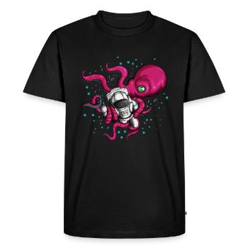 Space costume with octopus alien and cosmonaut - Men's Premium Organic T-Shirt - black - Front - Nico (187cm)