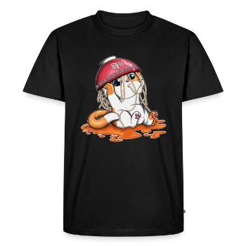 Chaton chat amoureux des pâtes aime le bol de pâtes - T-shirt Premium bio Homme - noir - Devant - Nico (187cm)