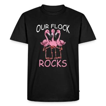 Pink Flamingo Costume Bird Our Flock Rocks - Men's Premium Organic T-Shirt - black - Front - Nico (187cm)