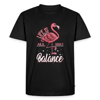 Pink Flamingo Costume Bird Life all about Balance - Men's Premium Organic T-Shirt - black - Front - Nico (187cm)