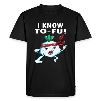 Vegan Tofu Make Kungfu I Know Tofu Vegan Saying - Men's Premium Organic T-Shirt - black - Front - Nico (187cm)