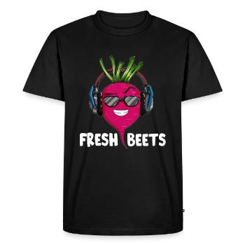 Beetroot vegetables with headphones and sunglasses - Men's Premium Organic T-Shirt - black - Front - Nico (187cm)
