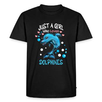 Mammifère marin dauphin Fille qui aime les dauphins - T-shirt Premium bio Homme - noir - Devant - Nico (187cm)