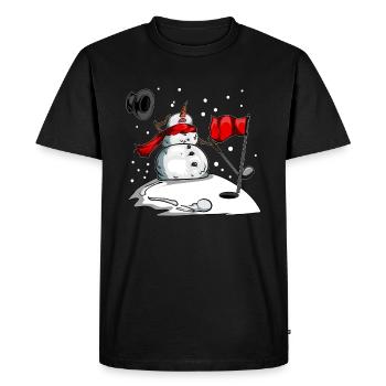 Bonhomme de neige Golf vêtements Golf en hiver Golf Balle - T-shirt Premium bio Homme - noir - Devant - Nico (187cm)