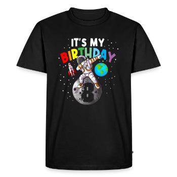 8th Birthday on the Moon Kids It's my Birthday - Men's Premium Organic T-Shirt - black - Front - Nico (187cm)