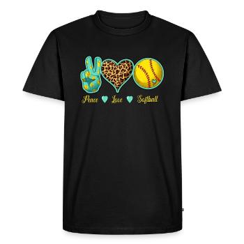 Amour pour le softball, Paix Amour Softball Graphique - T-shirt Premium bio Homme - noir - Devant - Nico (187cm)