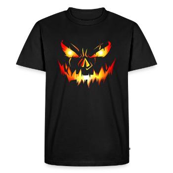 Citrouille Face Flammes Costume d’Halloween - T-shirt Premium bio Homme - noir - Devant - Nico (187cm)