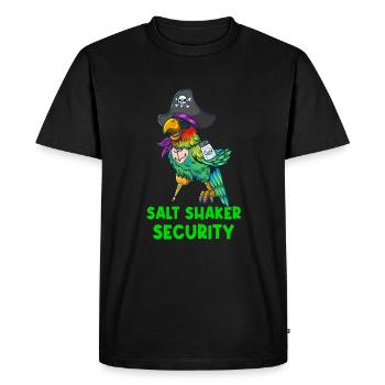 Funny Pirate Parrot Salt Shaker Security - Men's Premium Organic T-Shirt - black - Front - Nico (187cm)