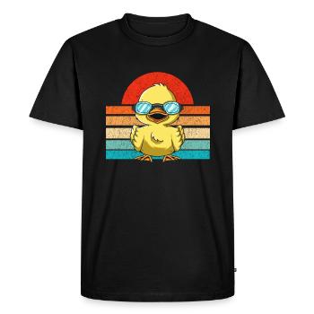 Cool canard rétro portant des lunettes de soleil à l’étang aux canards - T-shirt Premium bio Homme - noir - Devant - Nico (187cm)