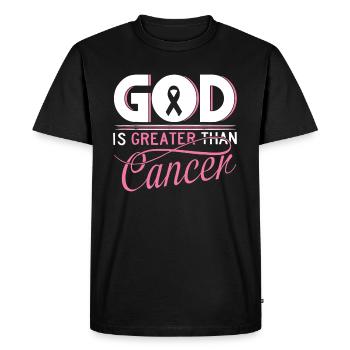 God is Greater Than Cancer - Men's Premium Organic T-Shirt - black - Front - Nico (187cm)