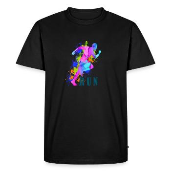 Run in watercolors - Men's Premium Organic T-Shirt - black - Front - Nico (187cm)