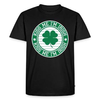 embrasse moi je suis irlandais - T-shirt Premium bio Homme - noir - Devant - Nico (187cm)