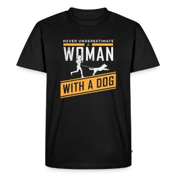 Femme avec une chemise de chien - T-shirt Premium bio Homme - noir - Devant - Nico (187cm)