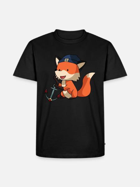 Fuchs als Seemann - Männer Premium Bio T-Shirt - Schwarz