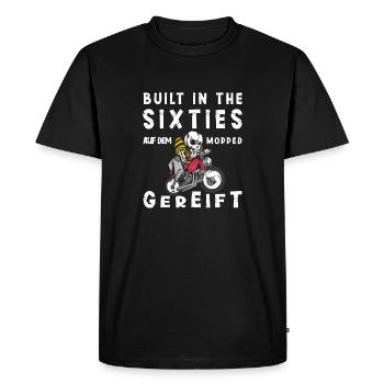 Biker cadeau moto disant Né dans les années 60 - T-shirt Premium bio Homme - noir - Devant - Nico (187cm)