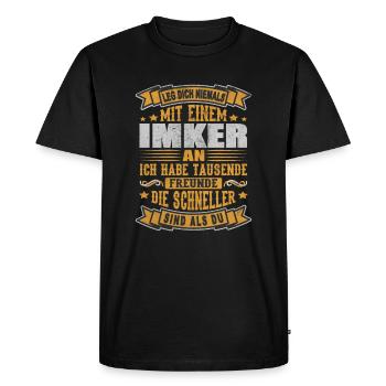 Beekeepers bees threatening thousands of friends - Men's Premium Organic T-Shirt - black - Front - Nico (187cm)