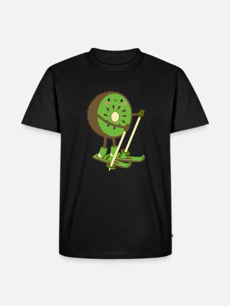 Skiwi Kiwi Ski Skiër Fruit Fruit Winter - Mannen Premium Bio T-shirt - zwart