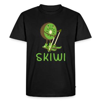 Skiwi skieur ski kiwi fruits sport d'hiver - T-shirt Premium bio Homme - noir - Devant - Nico (187cm)