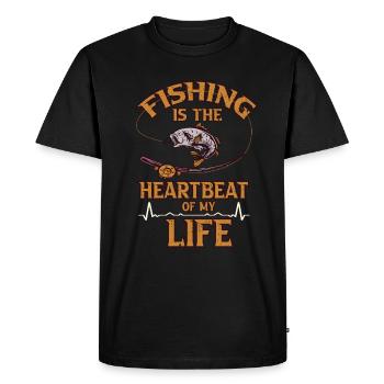 Pêche Heartbeat Vie Pêche Pêche Cadeau pêche - T-shirt Premium bio Homme - noir - Devant - Nico (187cm)